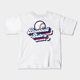 Retro Baseball Sister Red White Blue Kids T-Shirt